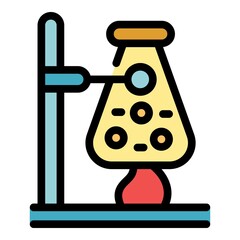 Boiling flask icon. Outline Boiling flask vector icon color flat isolated