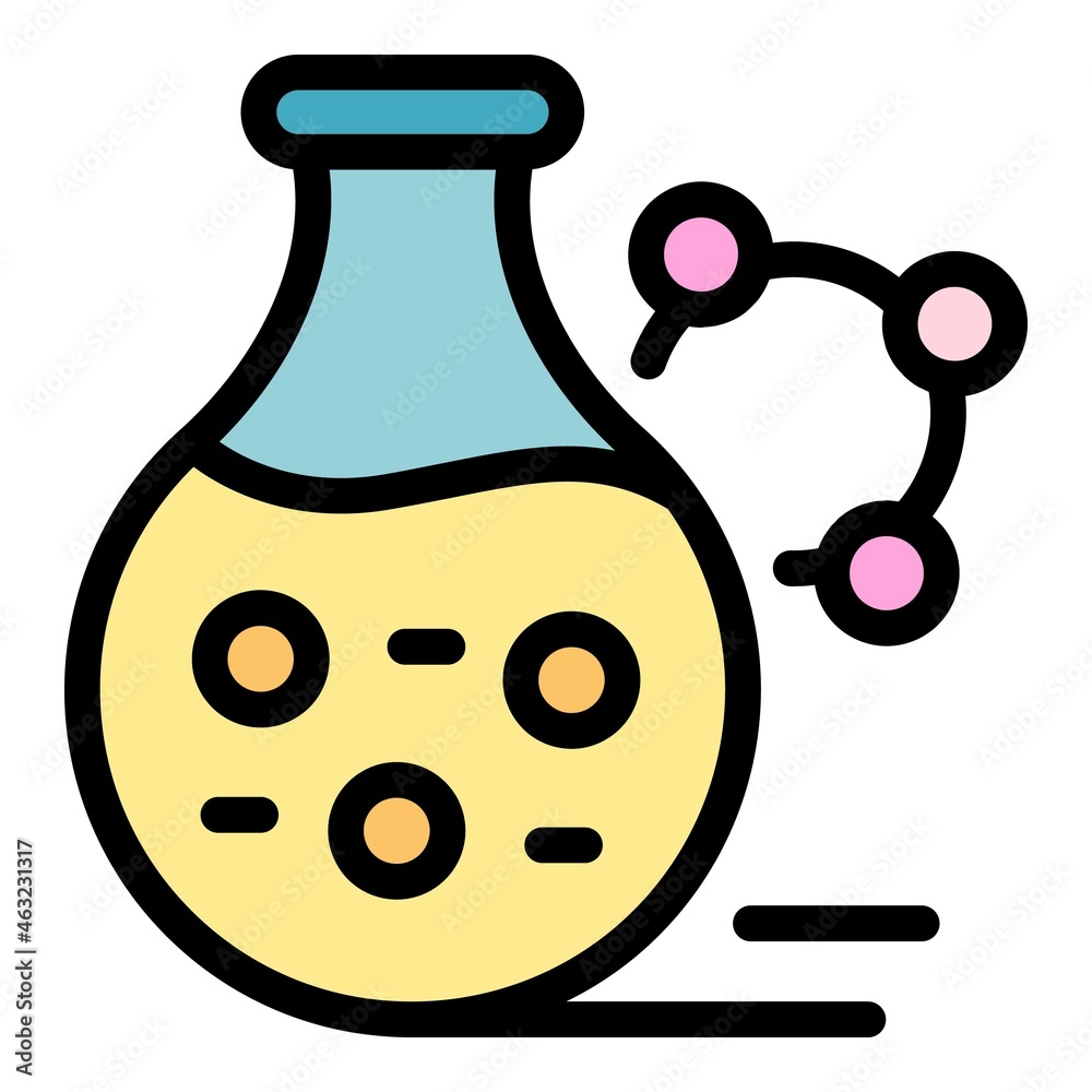 Poster scientist flask icon. outline scientist flask vector icon color flat isolated