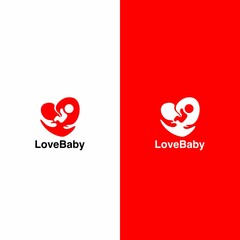 Baby Love Logo Symbol with The Concept of Being Hugged by His Mother with Affectionate Love Icon from Mother