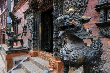 Detail of the Nava Durga Temple in Bhaktapur in the Kathmandu Valley, Nepal.