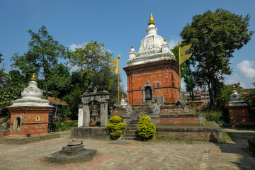 Hindu temple near the Hanumante river at Bhaktapur in the Kathmandu Valley, Nepal.
