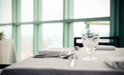 Selective focus point at Luxury banquet table