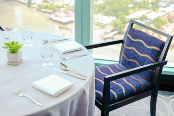Selective focus point at Luxury banquet table