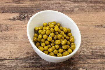 Marinated green pea in the bowl