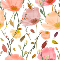 Floral watercolor pattern background on white