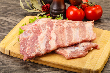 Raw pork ribs for cooking