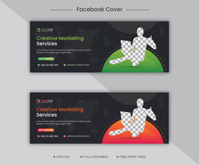 Digital marketing or creative marketing facebook cover and web banner vector design template, Digital marketing business social media cover post illustration