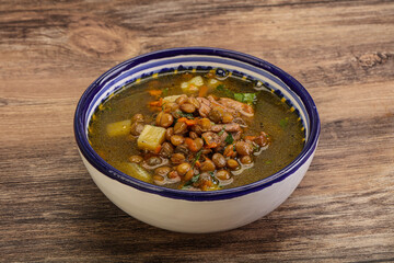 Lentil soup with chicken and vegetables
