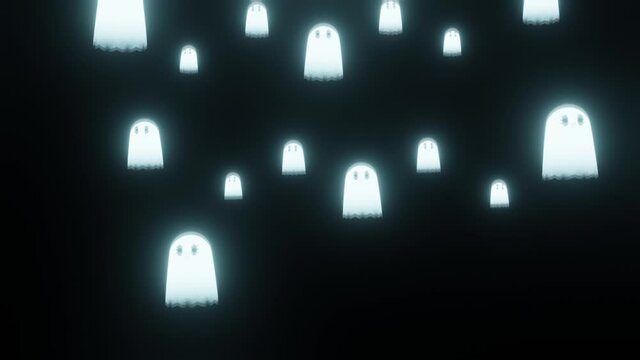 The Spooky Night 3D render Halloween Scene Flying Ghosts