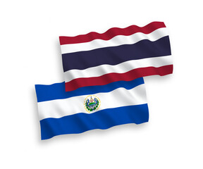 Flags of Republic of El Salvador and Thailand on a white background