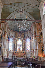 Fototapeta na wymiar Saint-Thégonnec. Chœur et autel de l'église de l'enclos paroissial. Finistère. Bretagne 