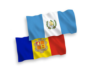 Flags of Republic of Guatemala and Andorra on a white background