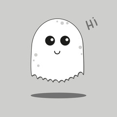 Cute little ghost. Vector illustration. Picture for halloween