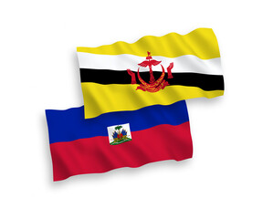 Flags of Republic of Haiti and Brunei on a white background
