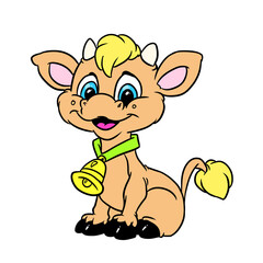 Little calf sitting smile character illustration cartoon