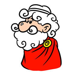Portrait man ancient greek Socrates beard illustration cartoon