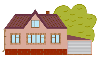 House. Small house for advertising a real estate agency, sale or rent. Vector illustration. - 463237971
