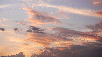 Beautiful colorful sky and clouds in the evening sunset.