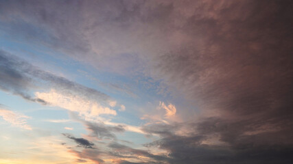 Beautiful colorful sky and clouds in the evening sunset.