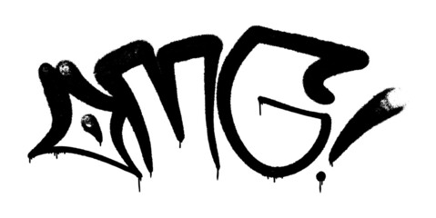 Vector illustration Black graffiti tag lettering aerosol can spray paint