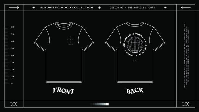 Retro Futuristic Vaperwave Isometric 3D Wireframe Planet Illustration Grid T-shirt clothing design front and back template street wear