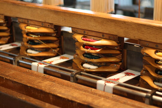 Webstuhl mit Weberschiffchen, Jacquardwebstuhl