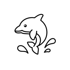 Dolphin graphic icon. Dolphin swimming sign isolated on a white background. Symbol of marine life. Vector illustration