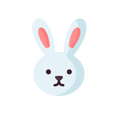 Simple, minimalist bunny on white background. Cute cartoon bunny vector illustration.