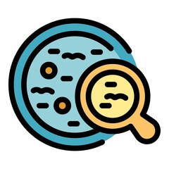 Petri dish icon. Outline petri dish vector icon color flat isolated