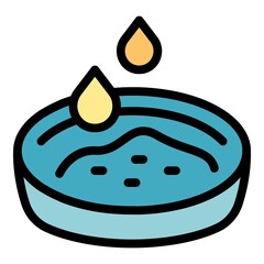 Drops petri dish icon. Outline drops petri dish vector icon color flat isolated