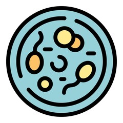 Laboratory petri dish icon. Outline laboratory petri dish vector icon color flat isolated