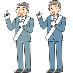 選挙演説をする男性候補者