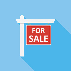 Real Estate For Sale Sign.  Long Shadow design.