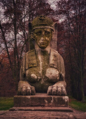 Egyptian statue in autumn colors