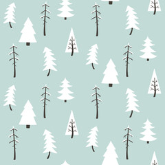 Cold winter pine trees 