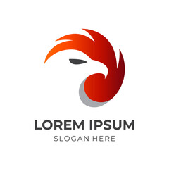 modern eagle logo design template concept vector with flat orange and silver color style