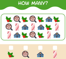How many cartoon christmas. Counting game. Educational game for pre shool years kids and toddlers