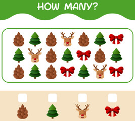 How many cartoon christmas. Counting game. Educational game for pre shool years kids and toddlers