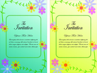 invitation card with flower ornament by vector design