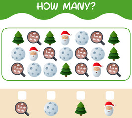 How many cartoon christmas. Counting game. Educational game for pre shool years kids and toddlers