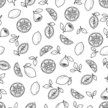 Image of whole and sliced ​​lemons. Can be used for fabric and wrapping paper.