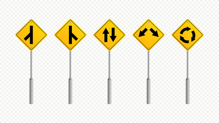 Premium Warning Traffic Road Sign Collection Vector Illustration Template