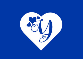 Y letter logo with love icon, valentines day design template