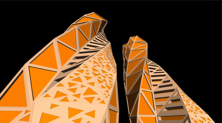 Futuristic architecture buildings digital 3d drawing