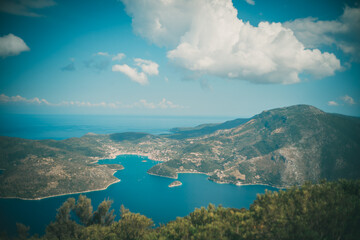 Obraz premium Travel around Greece yachts in Ionic Sea