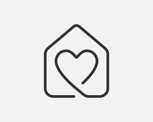 Sweet home icon vector line design. Love house symbol.