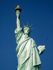 Fototapeta premium flag, USA, American, stars, stripes, United States, patriotic, patriotism, freedom, symbol, blue, red, US, sky, white, wind, waving, pole, national, flying