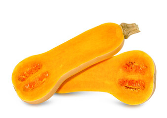 butternut squash slice isolated on white background