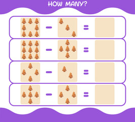 How many cartoon gingerbread cookie . Counting game. Educational game for pre shool years kids and toddlers