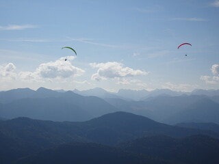 Paraglider Flying Blue Mountain Cloud